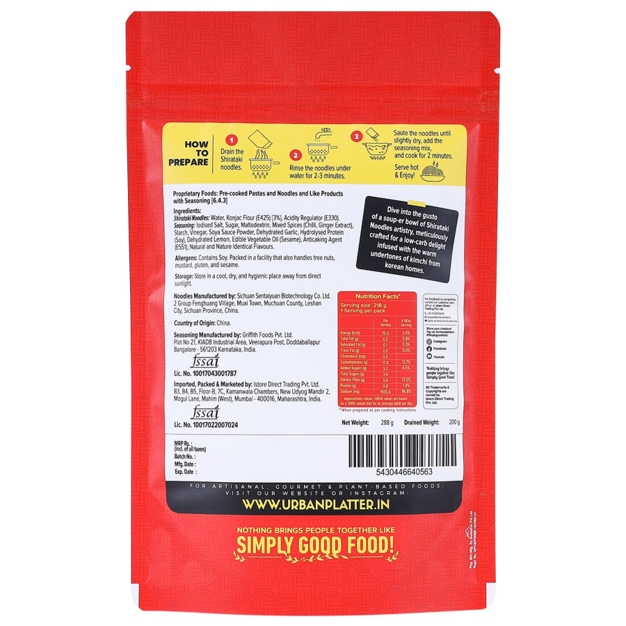 Shirataki Noodles (Korean Kimchi) - Urban Platter