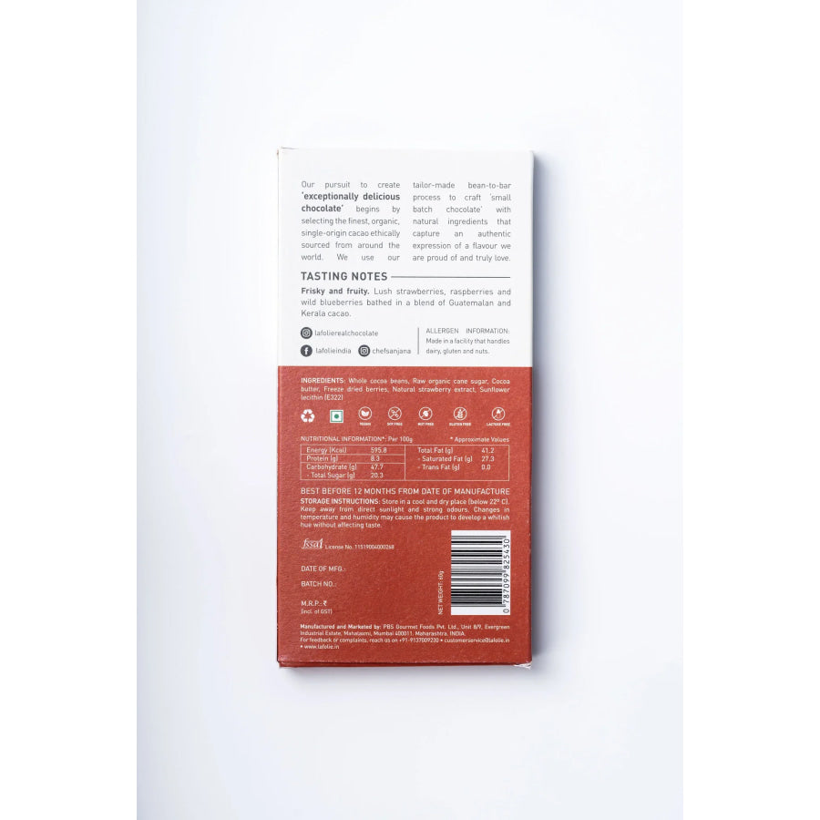 The Berry Good Bar 72% (Vegan) - La Folie