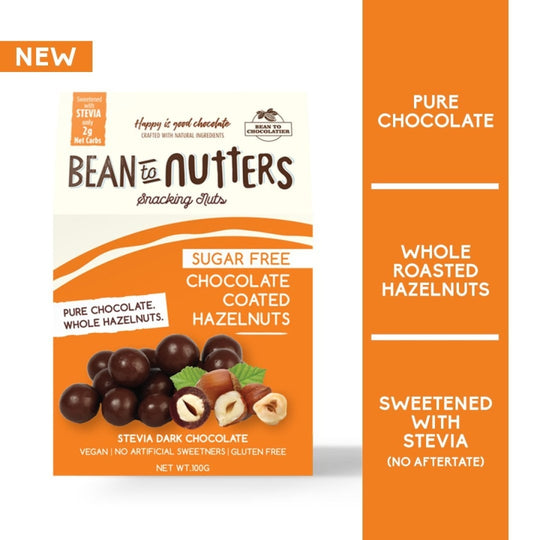 Sugar Free Chocolate Coated Hazelnuts - Pink Harvest Farms Bean to Nutters