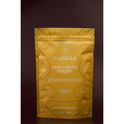 Chocolate Bark Thins With Salted Caramel Popcorn - Maskaa