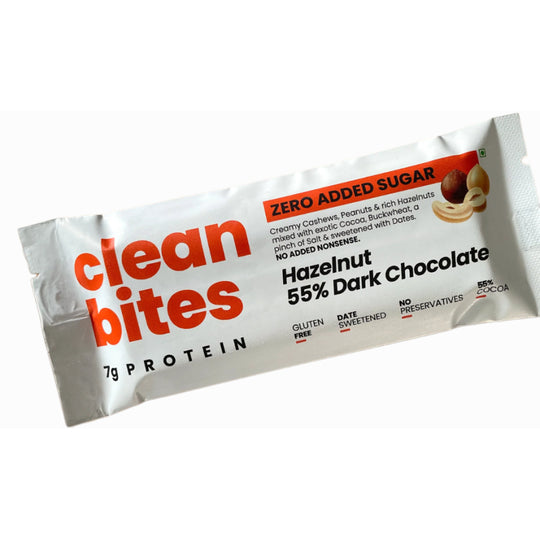 Hazelnut 55% Dark Chocolate - Clean Bites