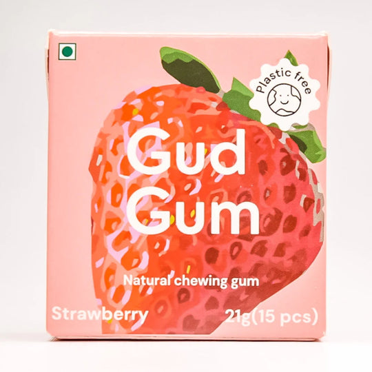 Strawberry Flavour Chewing Gum (Natural Plastic Free) - Gud Gum