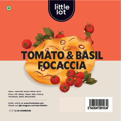 Focaccia with Cherry Tomato Basil & Mozzarella - Little Lot
