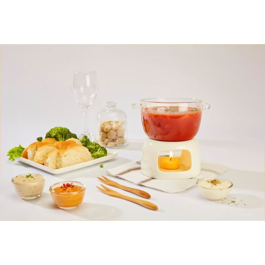 Naturally Yours - Fondue Set (Glass Bowl with 4 Fork)